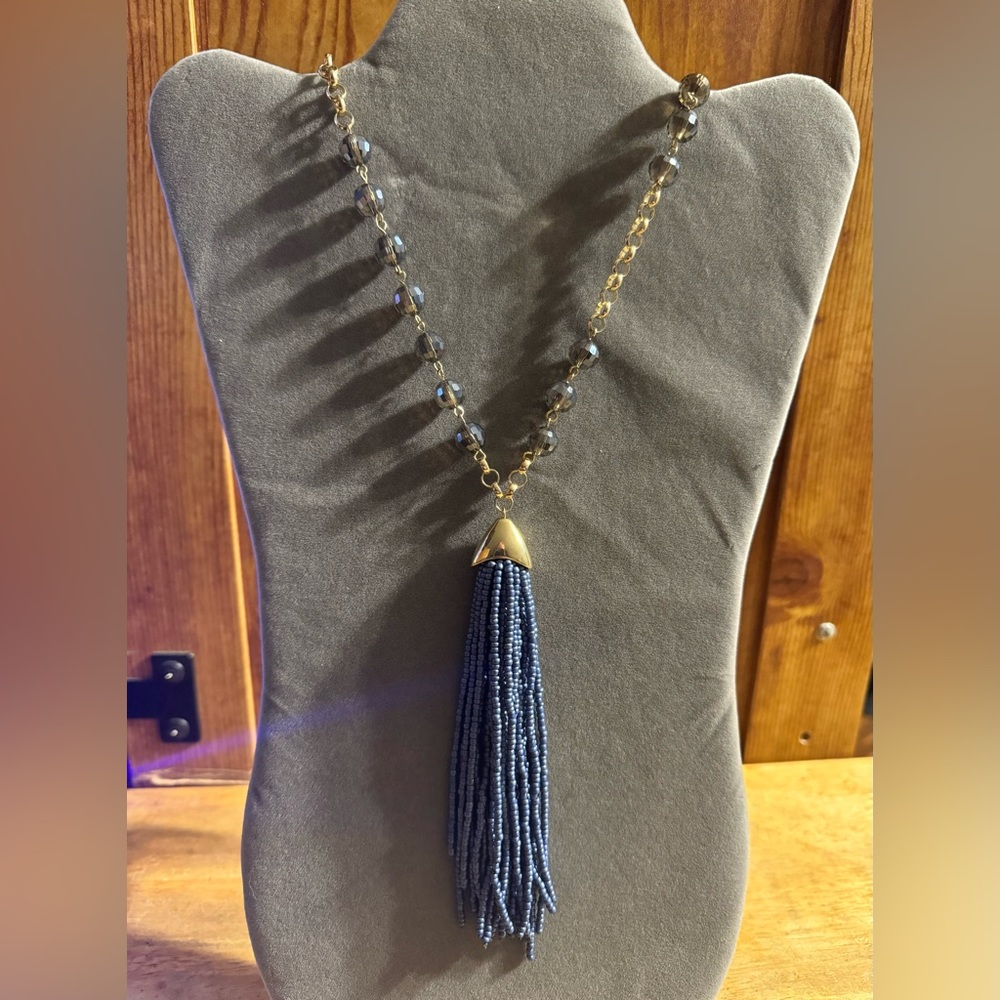 Long DB Gold Tone Beaded Necklace